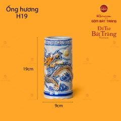 Ống Hương Men Rạn Họa Tiết Rồng Chầu Nhật