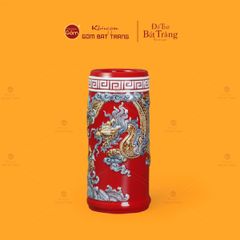 Ống Hương Thờ Men Đỏ Họa Tiết Cá Chép Hóa Rồng