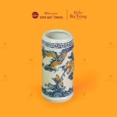 Ống Hương Thờ Men Hoàng Thổ Họa Tiết Cá Chép Hóa Rồng