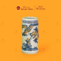 Ống Hương Thờ Men Hoàng Thổ Họa Tiết Cá Chép Hóa Rồng