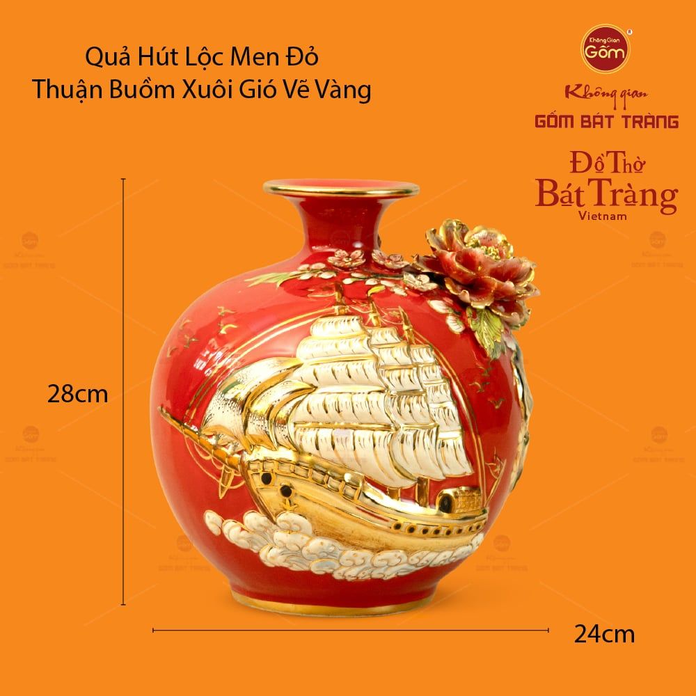 Quả Hút Lộc Men Đỏ Vẽ Vàng Thuận Buồm Xuôi Gió