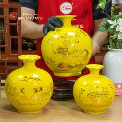 Quả Hút Lộc Men Màu Vẽ Vàng Bảo Liên Bình An