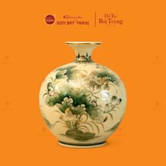 Quả Hút Lộc Men Màu Vẽ Vàng Hoa Sen Chim Hạc