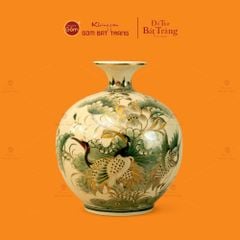 Quả Hút Lộc Men Màu Vẽ Vàng Hoa Sen Chim Hạc