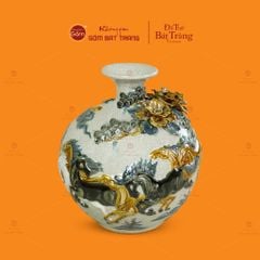 Quả Hút Lộc Men Rạn Đắp Nổi Họa Tiết Bát Mã