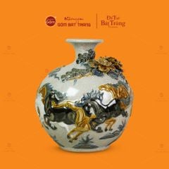 Quả Hút Lộc Men Rạn Đắp Nổi Họa Tiết Bát Mã