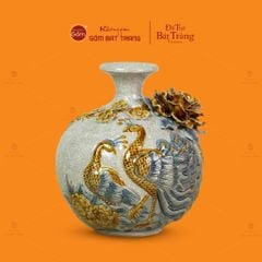 Quả Hút Lộc Men Rạn Đắp Nổi Họa Tiết Công Đào