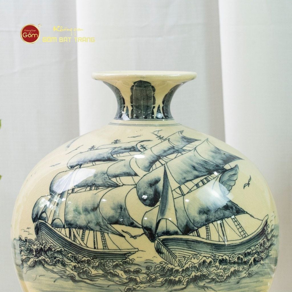 Quả Hút Lộc Men Trắng Vẽ Kỹ Thuận Buồm Xuôi Gió