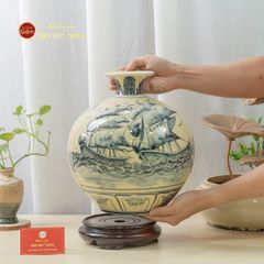 Quả Hút Lộc Men Trắng Vẽ Kỹ Thuận Buồm Xuôi Gió