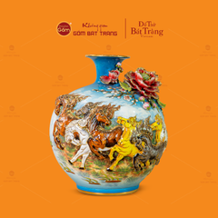 Quả Hút Lộc Men Xanh Đắp Nổi Vẽ Vàng Mã Đáo Thành Công