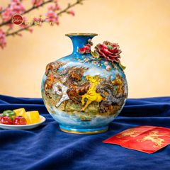 Quả Hút Lộc Men Xanh Đắp Nổi Vẽ Vàng Mã Đáo Thành Công