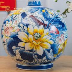 Quả Hút Lộc Niên Niên Hữu Dư Gấm Ngọc Chạm Nổi