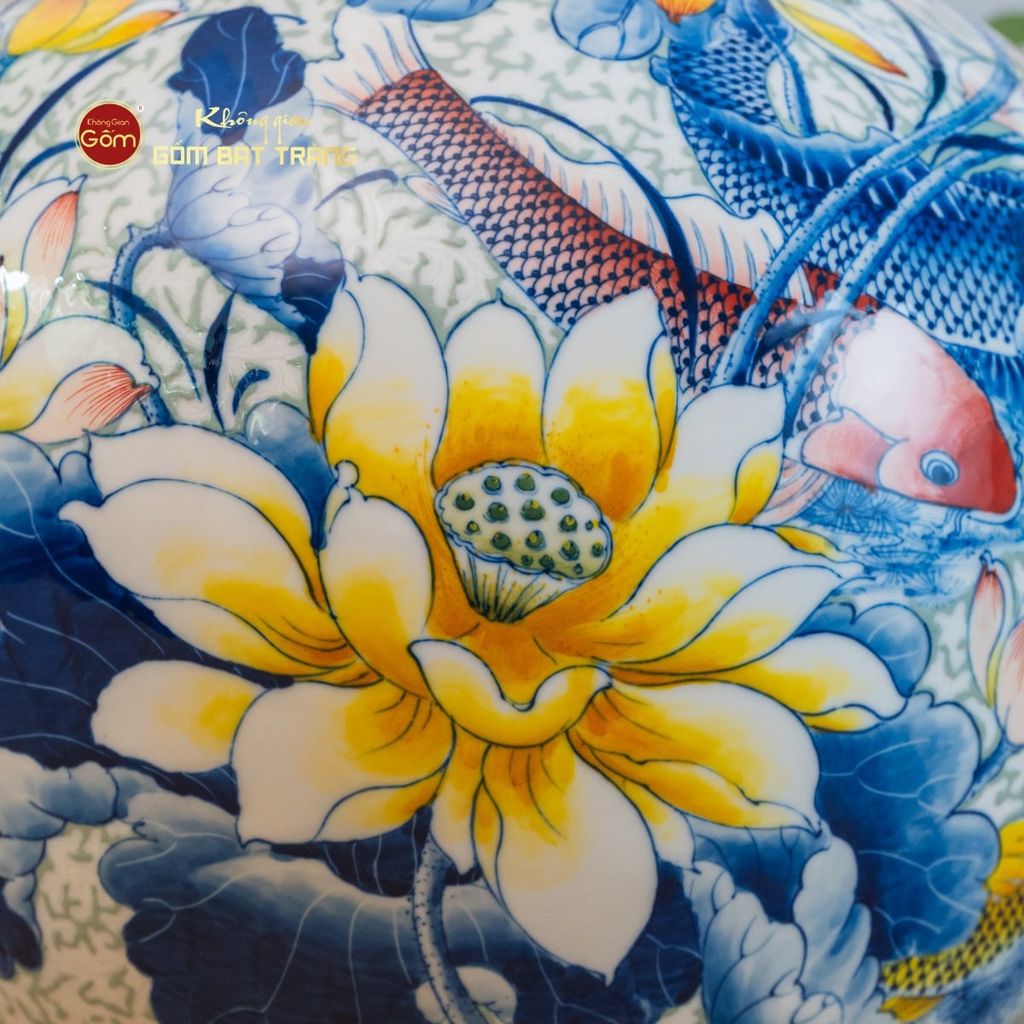 Quả Hút Lộc Niên Niên Hữu Dư Gấm Ngọc Chạm Nổi