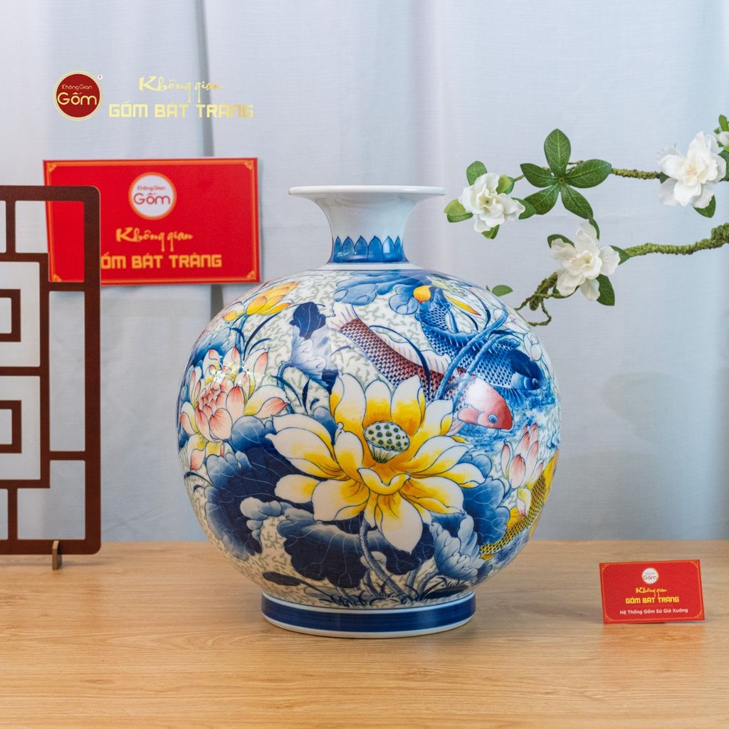 Quả Hút Lộc Niên Niên Hữu Dư Gấm Ngọc Chạm Nổi