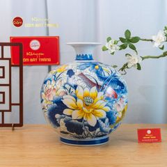 Quả Hút Lộc Niên Niên Hữu Dư Gấm Ngọc Chạm Nổi