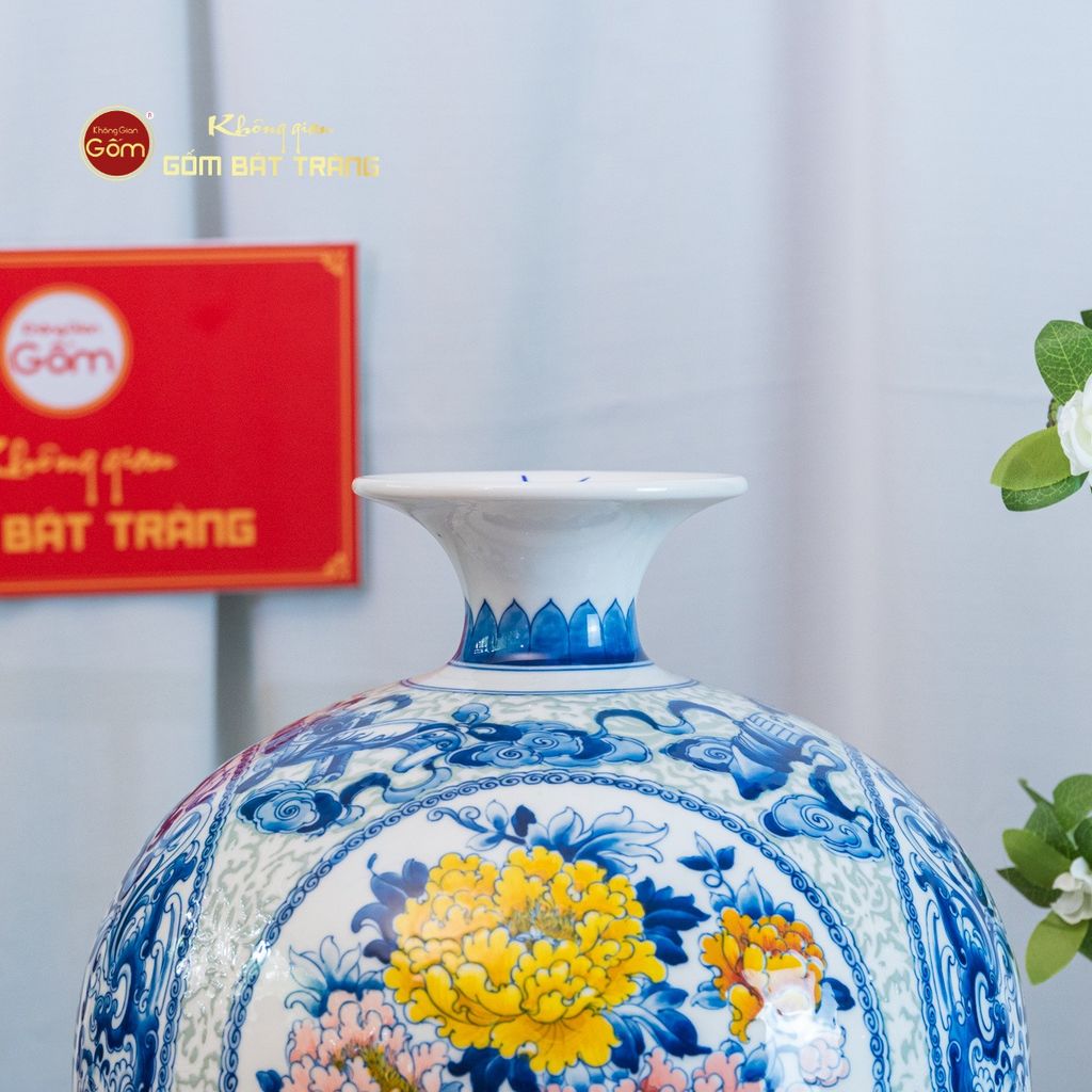 Quả Hút Lộc Song Thọ Mẫu Đơn Phú Quý Tứ Thời Lam Huế Gấm Ngọc