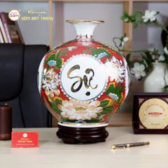 Bình Hút Lộc Vạn Sự Như Ý Tứ Hoa Phú Quý Hồng Bảo Vẽ Vàng