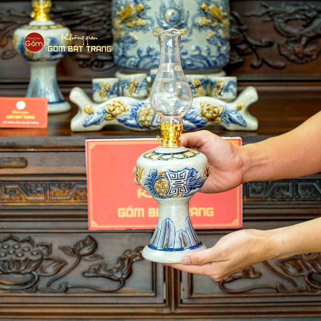 Bộ Đồ Thờ Bác Hồ (Cao Cấp 16 Món) Men Rạn