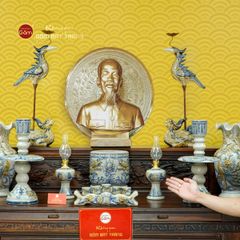 Bộ Đồ Thờ Bác Hồ (Cơ Bản 10 Món) Men Rạn