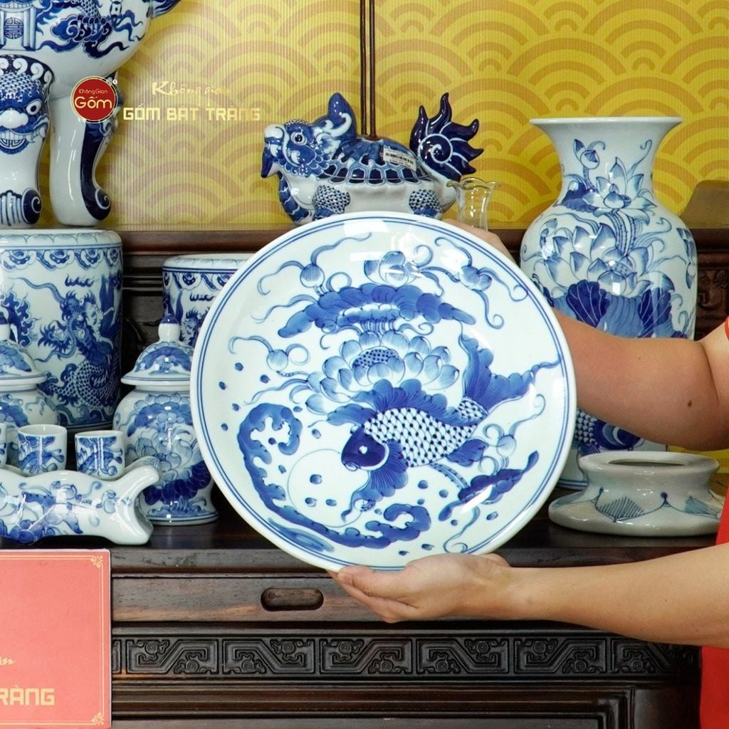 Bộ Đồ Thờ Gia Tiên (Cao Cấp 17 Món) Men Lam