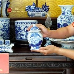 Bộ Đồ Thờ Gia Tiên (Cao Cấp 17 Món) Men Lam