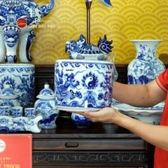 Bộ Đồ Thờ Gia Tiên (Cao Cấp 17 Món) Men Lam