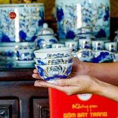 Bộ Đồ Thờ Gia Tiên (Hào Gia 31 Món) Men Lam Vẽ Vàng