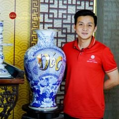 Bộ Đồ Thờ Gia Tiên (Hào Gia 31 Món) Men Lam Vẽ Vàng