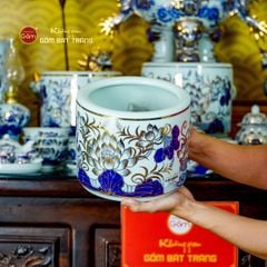 Bộ Đồ Thờ Gia Tiên (Hào Gia 31 Món) Men Lam Vẽ Vàng