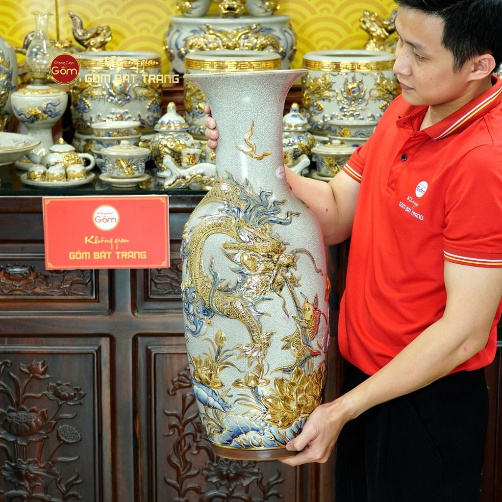 Bộ Đồ Thờ Gia Tiên (Hào Gia 30 Món) Men Rạn Vẽ Vàng