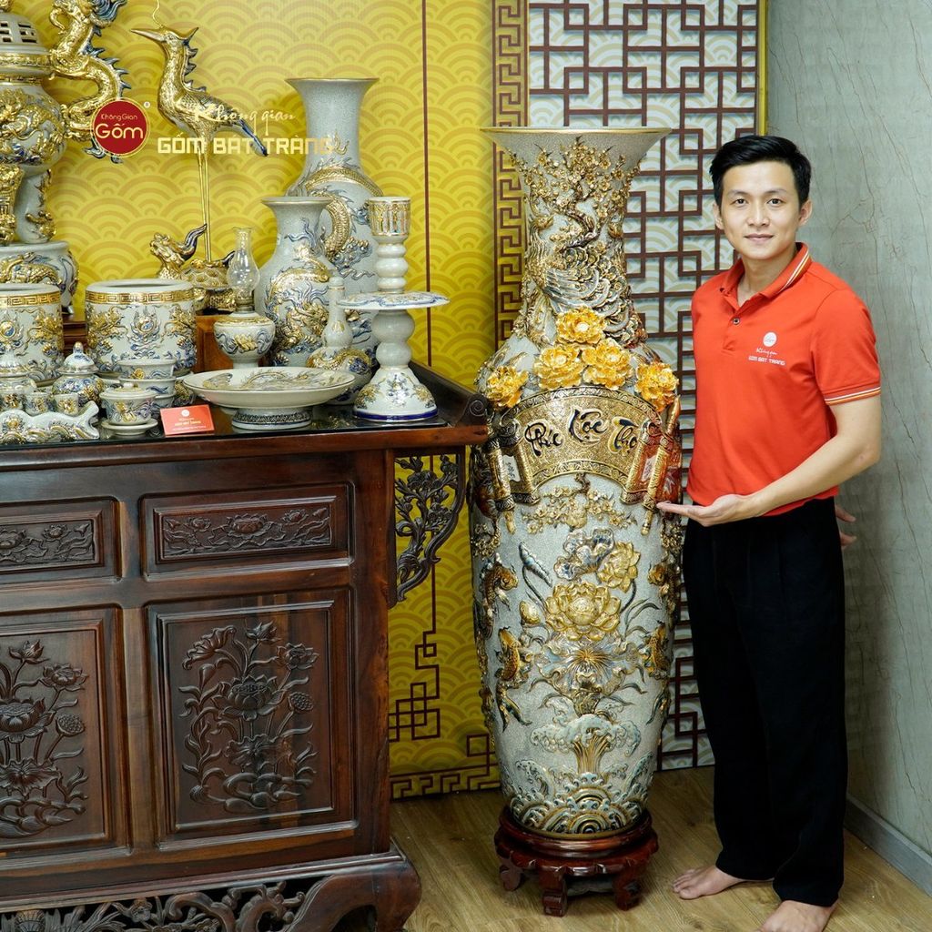 Bộ Đồ Thờ Gia Tiên (Hào Gia 30 Món) Men Rạn Vẽ Vàng