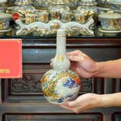 Bộ Đồ Thờ Gia Tiên (Cao Cấp 17 Món) Men Rạn Vẽ Vàng