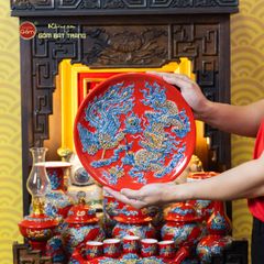 Bộ Đồ Thờ Thần Tài Thổ Địa (Cao Cấp 11 Món) Men Đỏ