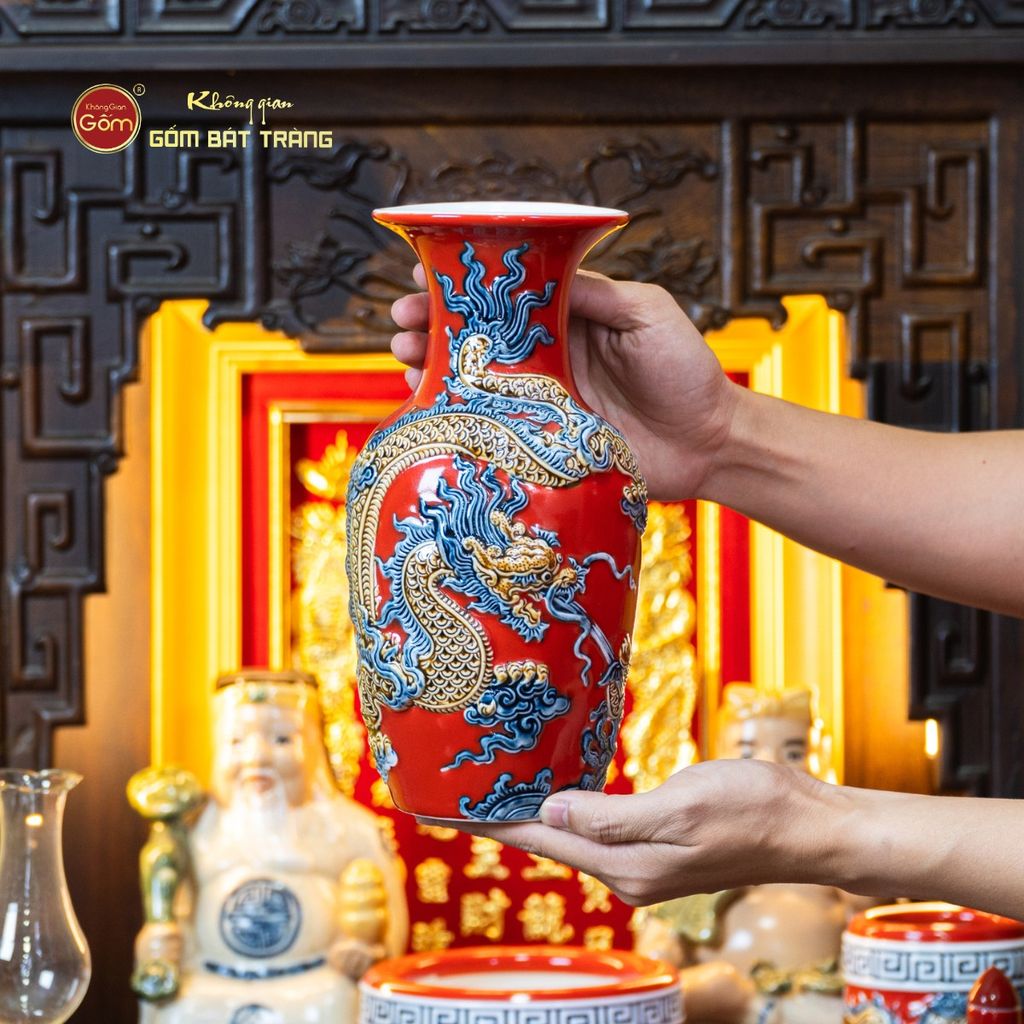 Bộ Đồ Thờ Thần Tài Thổ Địa (Cao Cấp 11 Món) Men Đỏ