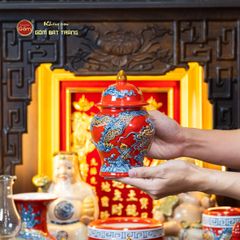 Bộ Đồ Thờ Thần Tài Thổ Địa (Cao Cấp 11 Món) Men Đỏ