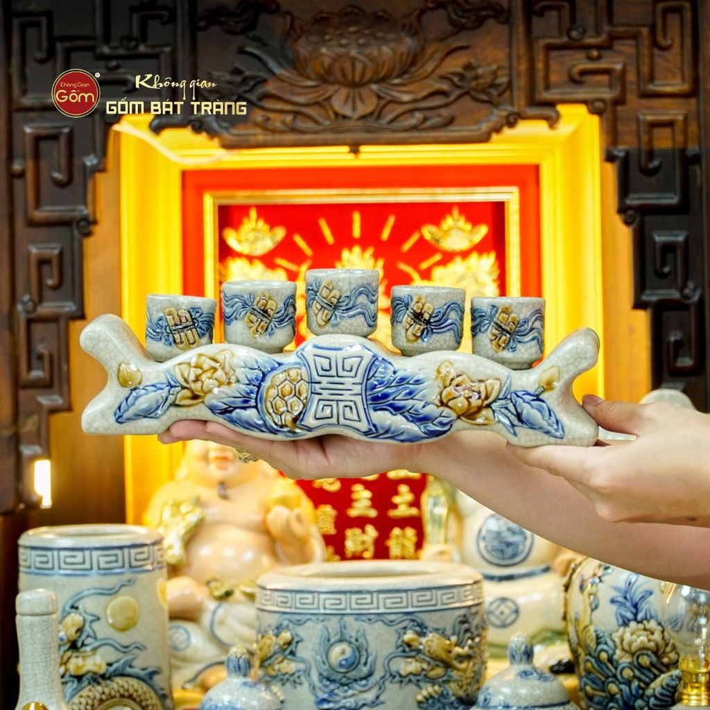 Bộ Đồ Thờ Thần Tài Thổ Địa (Cao Cấp 11 Món) Men Rạn