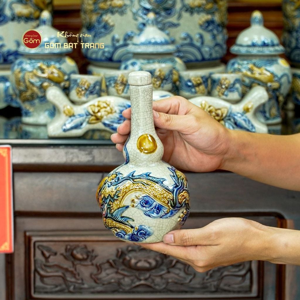 Bộ Đồ Thờ Gia Tiên (Cao Cấp 17 Món) Men Rạn