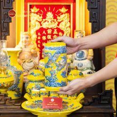 Bộ Đồ Thờ Thần Tài Thổ Địa (Cao Cấp 11 Món) Men Vàng