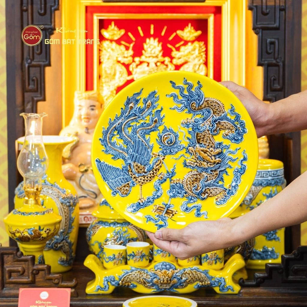 Bộ Đồ Thờ Thần Tài Thổ Địa (Cao Cấp 11 Món) Men Vàng