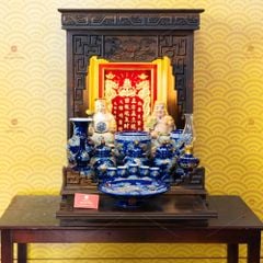 Bộ Đồ Thờ Thần Tài Thổ Địa (Cao Cấp 11 Món) Men Xanh Coban