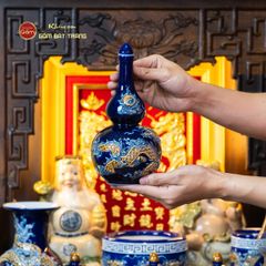 Bộ Đồ Thờ Thần Tài Thổ Địa (Cao Cấp 11 Món) Men Xanh Coban