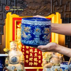 Bộ Đồ Thờ Thần Tài Thổ Địa (Cao Cấp 11 Món) Men Xanh Coban