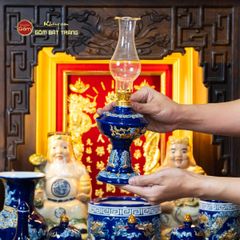 Bộ Đồ Thờ Thần Tài Thổ Địa (Cao Cấp 11 Món) Men Xanh Coban