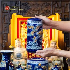 Bộ Đồ Thờ Thần Tài Thổ Địa (Cao Cấp 11 Món) Men Xanh Coban