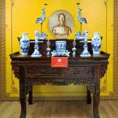 Bộ Đồ Thờ Bác Hồ (Cơ Bản 10 Món) Men Lam