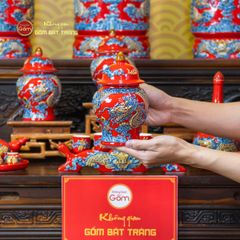 Chóe Thờ Men Đỏ Họa Tiết Cá Chép Hóa Rồng