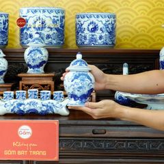 Bộ Đồ Thờ Gia Tiên (Cơ Bản 15 Món) Men Lam