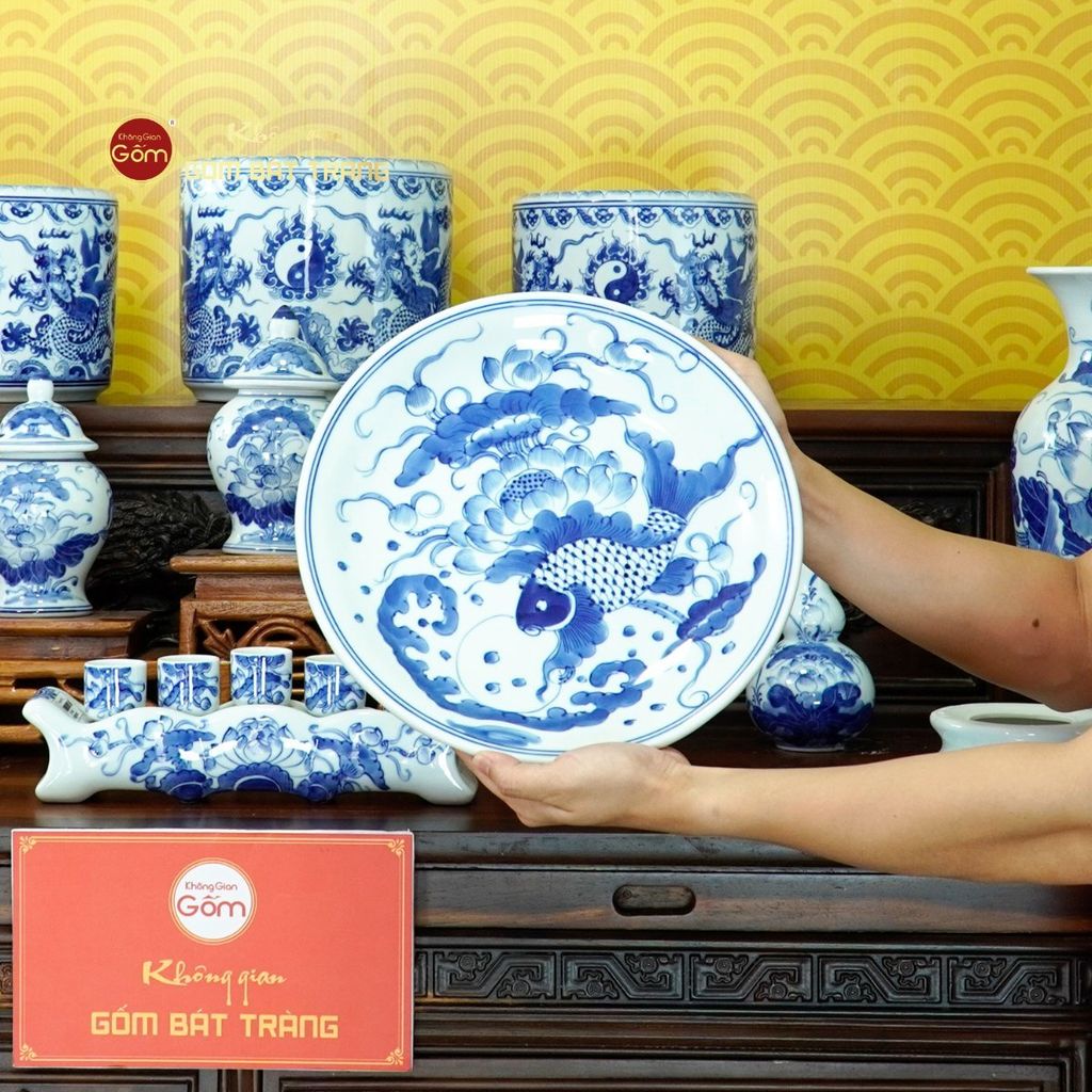 Bộ Đồ Thờ Gia Tiên (Cơ Bản 15 Món) Men Lam