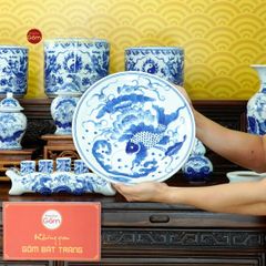 Bộ Đồ Thờ Gia Tiên (Cơ Bản 15 Món) Men Lam