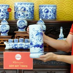 Bộ Đồ Thờ Gia Tiên (Cơ Bản 15 Món) Men Lam